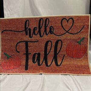 Hello Fall Doormat - Orange and Black